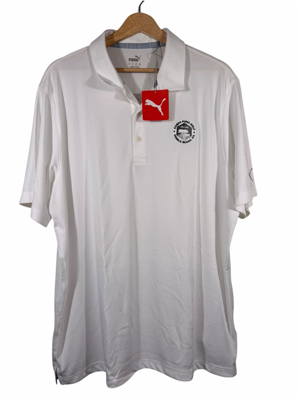 Puma White Short Sleeve Golf Polo Pebble Beach Cobra